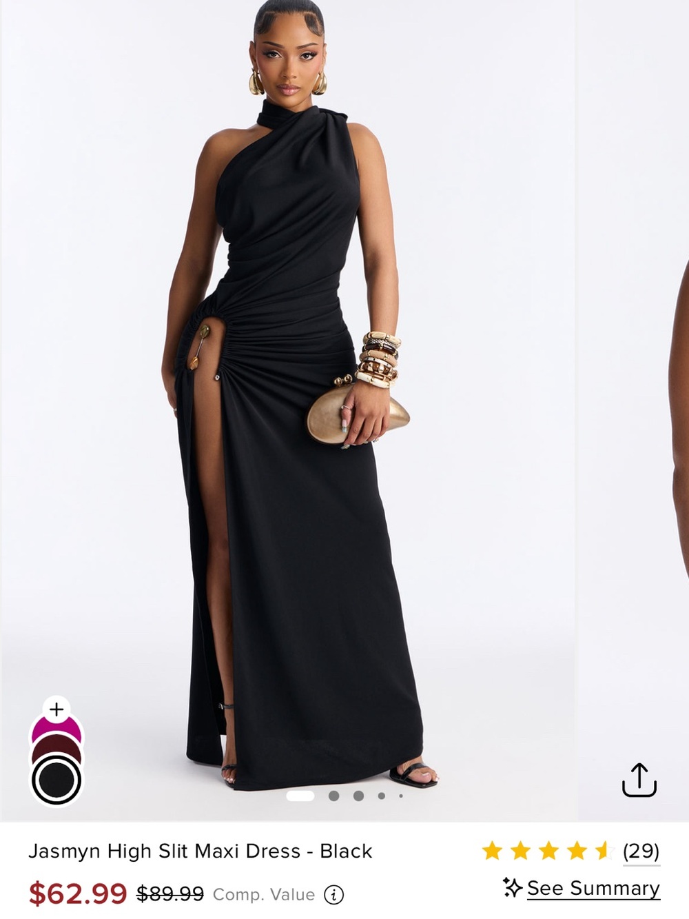 Jasmyrn High Slit Maxi Dress - Black